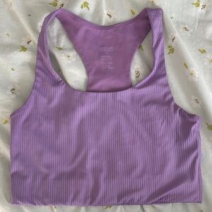 Girlfriend Collective Lavender Ribbed Sports Bra